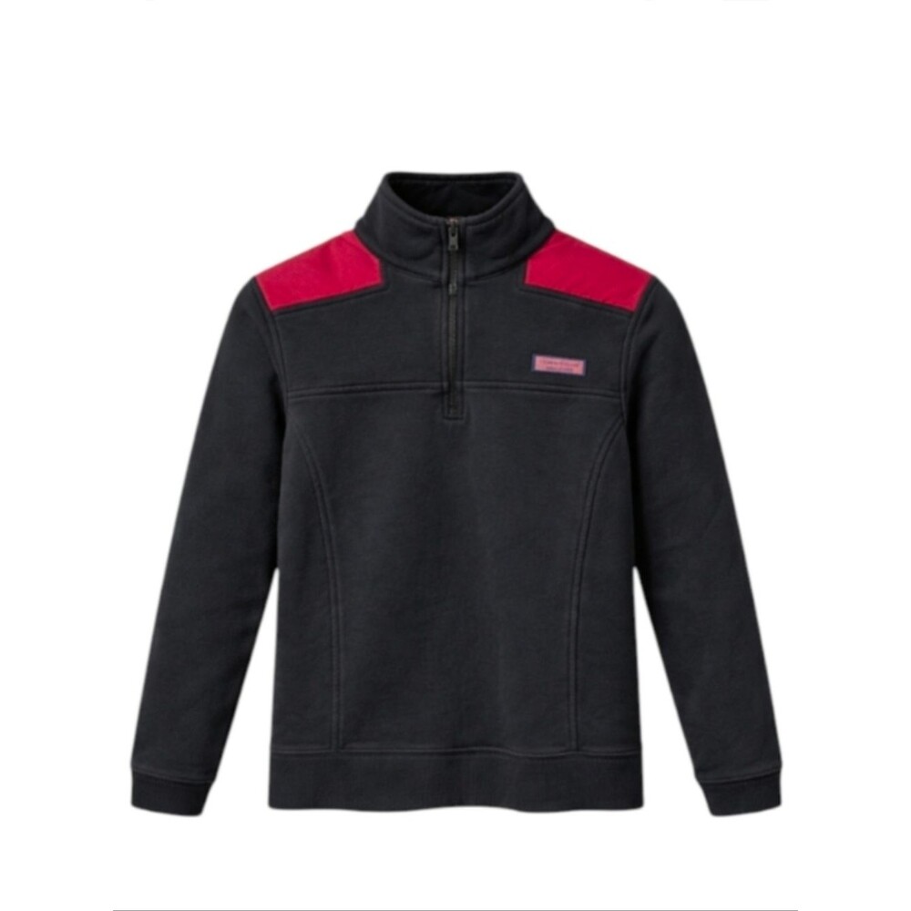 Vineyard Vines Shep Shirt Quarter Zip Pullover Sweatshirt Black Red Women's XS